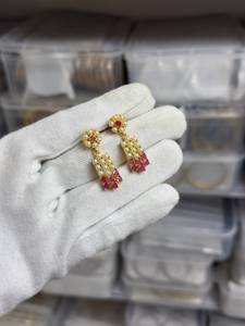 Ensemble de colliers en cuivre plaqué or avec perles pour femmes, bijoux de luxe en zircon pour mariages indiens et fêtes, avec boucles d'oreilles - Product Image 6