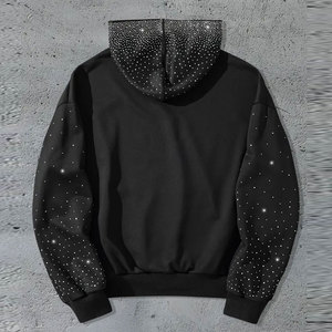 Vente directe d'usine, prix de gros, sweats à capuche basiques pour hommes avec strass, design de logo personnalisé, sweats à capuche avec strass pour hommes - Product Image 2