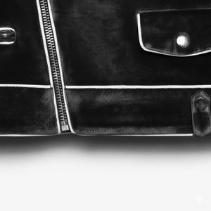 Veste en jean safari pour homme, col montant, passepoil contrastant, coupe ajustée, fermeture éclair asymétrique, logo, style décontracté, très vendue - Product Image 4