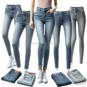 Pantalones vaqueros elásticos de cintura alta con bolsillos sólidos con estilo para mujer, pantalones vaqueros cómodos mixtos de algodón y LICRA ajustados de estilo informal - Product Image 3