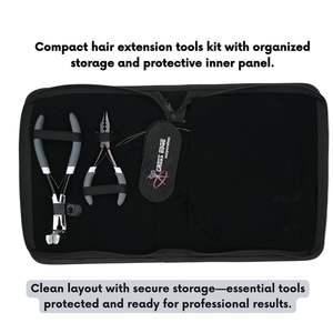 Kit d'outils professionnels pour extensions de cheveux dorées : Pince à micro-perles, aiguilles courbées, mini-ciseaux et crochet d'installation - Product Image 6