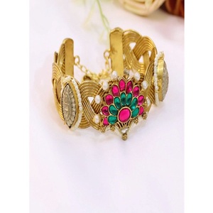 Charming Classic Antique Look Gold Plated Moissanite Kundan Openable <b>Bangles</b> Two Pair Wedding <b>Bangle</b> <b>Set</b> STUNNING SPARKLES for - Product Image 2