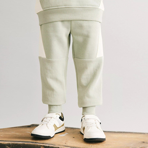 Survêtement enfant 2 pièces en molleton 100% coton, coupe color block, avec sweat à capuche et pantalon respirant, effet délavé personnalisé, idéal pour l'hiver - Product Image 4