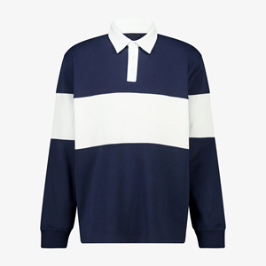 Men's Long Sleeve Color Blocked Knitted <b>Polo</b> <b>Shirt</b> <b>Navy</b> White Preppy Style Regular Length - Product Image 3
