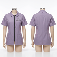 Chaqueta de Barbería para Mujer, 180 GSM, Poliéster y Spandex Premium, Color Morado, Cierre Frontal, Diseño de Paneles Laterales, Logotipo Personalizado con Bordado e Impresión
