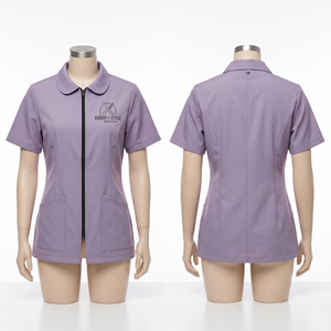Chaqueta de Barbería para Mujer, 180 GSM, Poliéster y Spandex Premium, Color Morado, Cierre Frontal, Diseño de Paneles Laterales, Logotipo Personalizado con Bordado e Impresión - Product Image 4