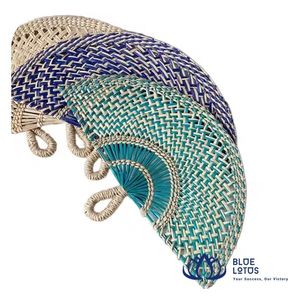 BEST SELLING Sustainable Handmade Seagrass Hand Fan Rustic Woven Straw Cooling Fan For Bridal Shower Party <b>Gift</b> Export - Product Image 1