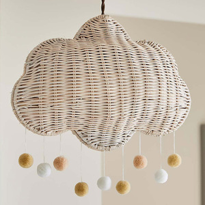 Cloud rattan pendant shade natural fiber lampshade <b>light</b> <b>cover</b> children ceiling <b>lights</b> for sale - Product Image 1
