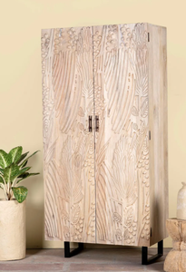 Armario Rococó Blanco de Dos Puertas con Espejo, Armario de Madera Maciza, Armario de Estilo Francés para Dormitorio, Muebles para Recámara - Product Image 5