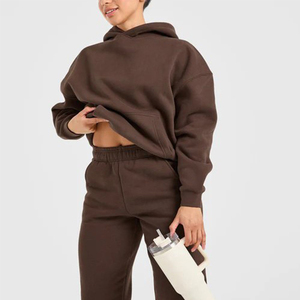 Ensemble de survêtement personnalisé avec logo : sweat à capuche et pantalon de jogging pour femme – Vente en gros, tenue deux pièces confortable pour l'hiver - Product Image 5