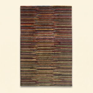 Tapis noué à la main multicolore en mosaïque Ember, tapis moderne abstrait à rayures pour salon, chambre et intérieurs d'hôtel - Product Image 1