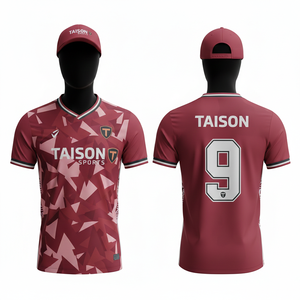 Camiseta de fútbol para hombre, tela de poliéster premium, transpirable, color morado, paneles cosidos, logotipo personalizado con transferencia térmica. - Product Image 2