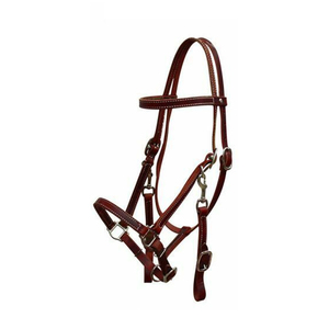 Harnais en cuir pour cheval avec boucles réglables et détails cousus, marron, équipement équestre, harnais pour cheval avec boucle - Product Image 4