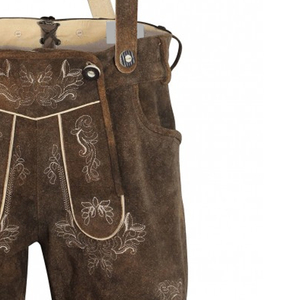 Pantalones Cortos de Cuero Genuino, Diseño Moderno, Estilo Bávaro Oktoberfest, Pantalones Cortos de Patrón Sólido de Alta Gama - Product Image 4