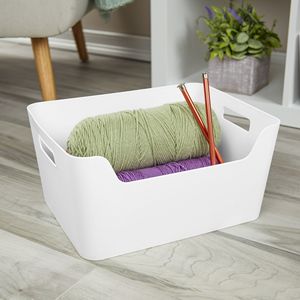 Extra <b>Large</b> Plastic Storage <b>Bins</b> with Easy Access Lids 6-Pack White 11x14.3x7 Inches - Product Image 4