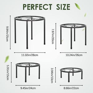 Set of 4 Metal Plant Stands for Indoor Outdoor Use Heavy Duty Black Round Flower Pot Stand with Raised Legs Decorative Plant - Product Image 6