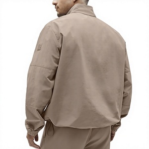 Men's Solid Color Front Logo Quarter-Zip Windbreaker <b>Jacket</b> <b>Waterproof</b> Breathable Quick-Dry Nylon Stand Collar <b>Thin</b> Zipper - Product Image 3