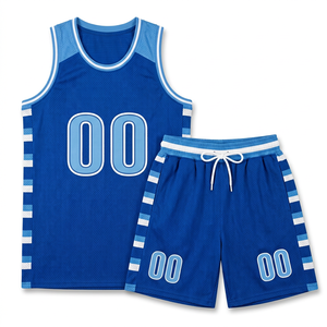 Conjunto de Uniforme de Baloncesto Personalizado en Poliéster Azul, Impresión por Sublimación, Transpirable, Unisex, para Adultos, Jersey y Pantalones Cortos, Número 00 - Product Image 1