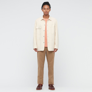 Chemise en velours côtelé blanche unie décontractée pour homme, col boutonné, vente en gros personnalisée, idéale printemps-automne - Product Image 1