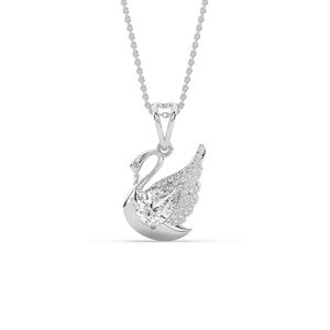 Collar con Colgante de Cisne con Diamante Cultivado en Laboratorio, Plata de Ley 925, Corte Brillante, Centro Chapado en Oro, Joyería Fina Elegante y de Lujo, Personalizable - Product Image 4