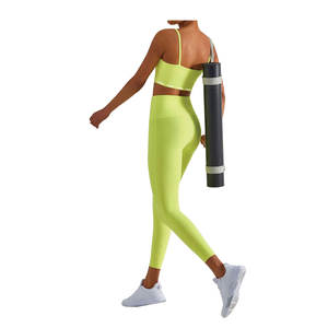 Conjunto de Yoga Ligero Personalizado para Mujer, Ecológico, Sin Costuras, Transpirable, a Cuadros, Cintura Media Elástica, Conjunto Deportivo para Mujer - Product Image 4