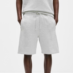 Shorts Bermuda en coton uni pour homme, taille mi-haute avec cordon de serrage, tenue décontractée - Product Image 1