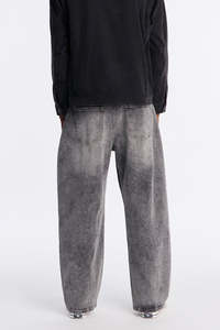 Jeans de Mezclilla para Hombre, Corte Recto, Lavado a la Piedra, Ajuste Holgado, Cintura Media, Algodón, Estilo Casual Otoñal - Product Image 3