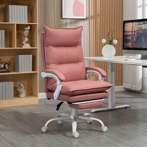 Poltrona da Ufficio Reclinabile Riscaldata con Massaggio, in Microfibra Rosa, Vibrazione a 6 Punti, Poggiapiedi e Braccioli, Stile Contemporaneo, Sedia Direzionale da Scrivania - Product Image 2