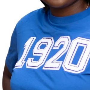 T-shirt en chenille bleu royal 1920 pour femme, avec lettres grecques Zeta Phi Beta, décontracté, streetwear, haut en coton de qualité supérieure - Product Image 6