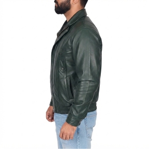 Blouson de motard vintage en cuir pour homme, chaud, imperméable et respirant, teint uni, style urbain, vente en gros OEM - Product Image 6