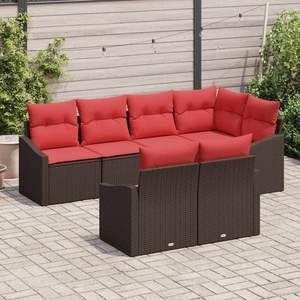 Set da giardino in polyrattan marrone da 7 pezzi con cuscini - Product Image 3