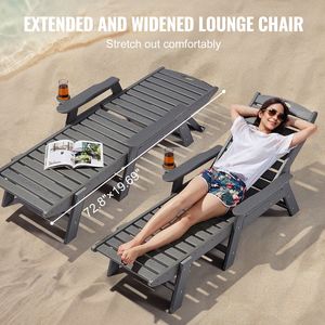 Chaise longue de patio réglable avec capacité de charge de 450 lb, dossier à 6 positions, chaise longue en HDPE pour piscine et villa, utilisation en extérieur - Product Image 5