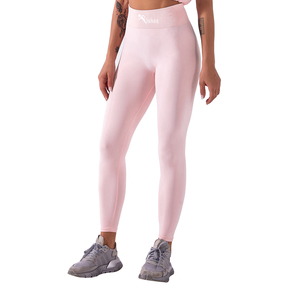 Ishaq Women's High Waist Full Length Leggings Solid <b>Pink</b> Stretch Breathable Knitted Sporty <b>Yoga</b> <b>Pants</b> - Product Image 1