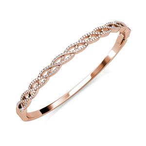 European Braided Twisted <strong>Bangle</strong> Embellished with <strong>Swarovski</strong> Crystals 18k Gold Plated Jewelry Daisini Silver 925 Women Bracelet - Product Image 4