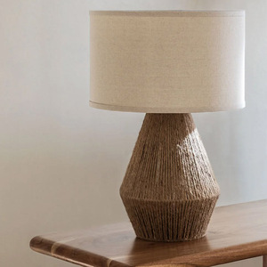 Wholesale Handwoven Jute Table Lamp Rustic Farmhouse Woven Rope <b>Lampshade</b> Eco-Friendly Boho Nightstand Desk Light for Living Use - Product Image 4