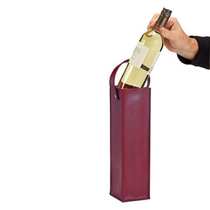 Porte-bouteille de vin en cuir bordeaux, pliable, réutilisable, fait main, résistant à l'eau, cadeau pour pique-nique ou fête - Product Image 5