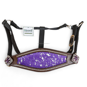 Licou de cheval personnalisé avec Rhinestone Jewelled Concho Decor cuir et PVC avec corde de plomb-OEM de Fabricant - Product Image 3