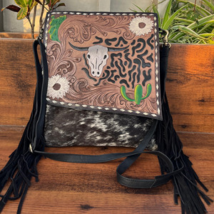 Sac en cuir repoussé à la main Sac à main Messenger Sac en cuir repoussé de vache Sac à main en cuir pour femmes Sacs en cuir - Product Image 2