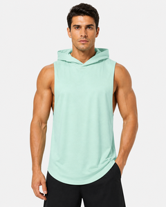 Camiseta sin mangas con capucha para hombre, tela transpirable de primera calidad, corte deportivo elegante, perfecta para el gimnasio o uso casual, mantente fresco y a la moda. - Product Image 3