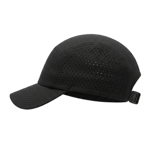 Custom Lightweight 5 Panel Performance Running Cap Laser Perforated Quick Dry Sports <b>Hat</b> Adjustable OEM Low MOQ Polyester/Cotton - Product Image 2