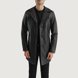 Manteau trench élégant pour homme en cuir véritable de qualité supérieure, tissu léger et écologique, construction durable, allure élégante - Product Image 1