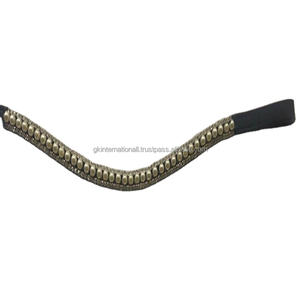 Correa de cuero para caballos ecuestres, Productos Ecuestres personalizados con decoración de 3 líneas, perlas blancas y cristales ostentosos, precio de fábrica - Product Image 1