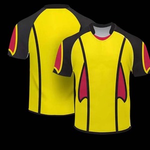 Yellow Black Red <b>Soccer</b> Jersey Men Short Sleeve Crew Neck Moisture Wicking Polyester Sport Apparel Regular Fit All Seasons - Product Image 1