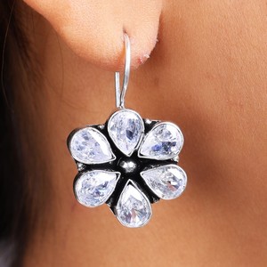 Verified Supplier Floral Gemstone Dangle <b>Earring</b> Bulk | Oxidized Silver <b>Hook</b> <b>Earrings</b> | Fashion Jewelry Manufacturer Ready Stock - Product Image 2