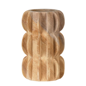 Ensemble de vases en bois massif cannelé |   Paire de pots de fleurs décoratifs côtelés pour décoration de table moderne, vente en gros pour hôtels et salons - Product Image 2