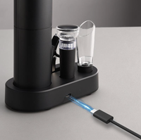 Coffret Cadeau Ouvre-Bouteille Électrique Rechargeable avec Verseur de Vin, Aérateur, Bouchon à Vide, Base de Rangement et Coupe-Capsule
