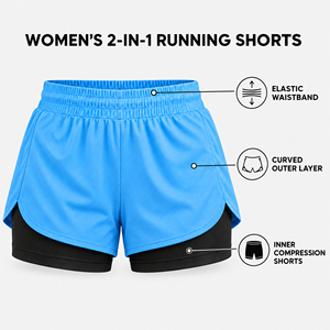 Shorts de course pour femmes, respirants et à séchage rapide, avec cordon de serrage à la taille et poches, pour l'entraînement et la gym - Product Image 2