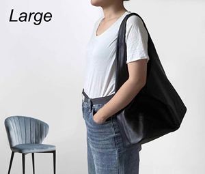 Sac fourre-tout en cuir noir véritable pour femmes Vintage Handmade Large Capacity Top Handle Working Shopping Shoulder Bag Birthday Gift - Product Image 3