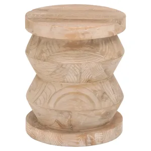 <b>Vintage</b> Solid Wood Handcrafted Side <b>Table</b> Seating Stool Unique Shape Rustic Accent Coffee <b>Table</b> for Bedroom Living Room Decor - Product Image 1