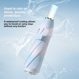 Paraguas Doble Uso Hongye para Mujer, Impresión Digital Degradada, Revestimiento Negro Engrosado, Protección Solar/UV, Manual, para Viajes - Product Image 2